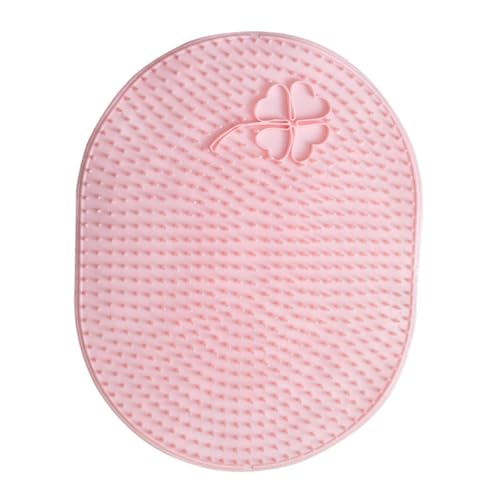 DECOMELODY Multifunktionaler Fußreiniger und Massagepad aus TPE rutschfeste Dusch fußmassage Matte Groß für Zwei Füße Fördert Durchblutung und Lindert Fußschmerzen Rosa Oval von DECOMELODY