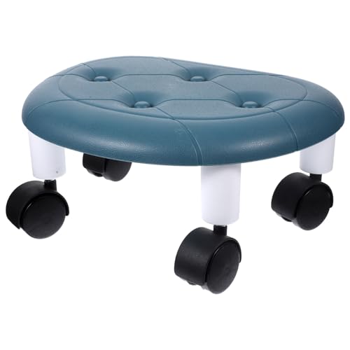 DECOMELODY Multifunktionaler Mini Rollhocker mit Leisen Drehrollen Kompakter Tragbarer Sitzhocker für Schuhe und Vielseitige Nutzung Leichter Kleiner Hocker für Büro und Zuhause Blaue von DECOMELODY