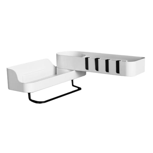 DECOMELODY Multifunktionales Küchen Eckregal Wandmontage Drehbar Kunststoff Aufbewahrung Regal mit Wasserablauf für Kleine Räume Platzsparend und Langlebig Geeignet für Küche und Bad von DECOMELODY