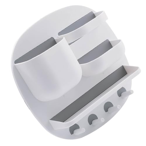 DECOMELODY Multifunktionales Wandregal aus Stabilem Kunststoff Platzsparender Bad Organizer mit Fächern und Haken Modernes Weißes Badezimmer Wandregal zur Stilvollen Aufbewahrung und von DECOMELODY