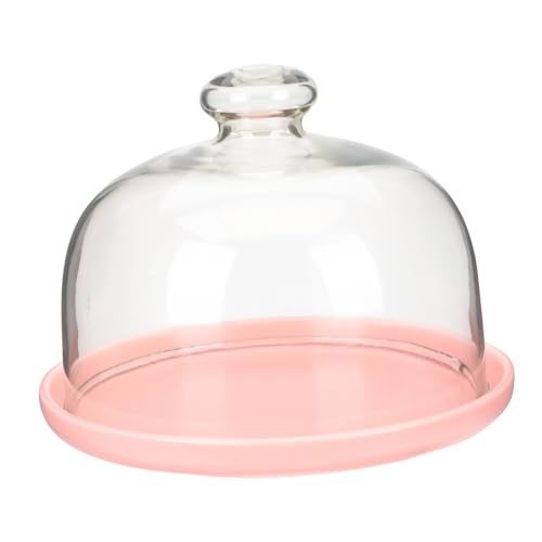 DECOMELODY Obst und Kuchen Servierplatte mit Transparentem Glasdom Staubgeschütztes Multifunktionales Präsentiertablett für Snacks Früchte und Desserts für Partys und Familienessen von DECOMELODY