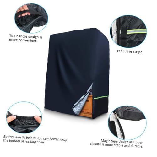 DECOMELODY Outdoor Möbelabdeckung Uv-schutz Strandstuhl Abdeckhaube mit Elastischem und Griffen Winddicht Schützende Hülle für Garten Schaukel Bbq Grill Langlebiges Oxford- Schwarz von DECOMELODY
