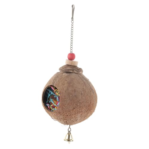 DECOMELODY Papageien Kauspielzeug aus Natürlicher Kokosnussschale Umweltfreundliches Vogelspielzeug zum Aufhängen Sicherer Kletterspaß für Wellensittiche und Kleine Vögel Installieren von DECOMELODY