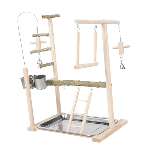 DECOMELODY Parrot Holz standstab Vogelkäfig Spielplatz mit Leiter und Futterspender Sicherer Vogelstand aus Poliertem Holz Interaktives Papageienspielzeug für Wellensittiche und DECOMELODY Parrot Holz standstab Vogelkäfig Spielplatz mit Leiter und Futterspender Sicherer Vogelstand aus Poliertem Holz Interaktives Papageienspielzeug für Wellensittiche und von DECOMELODY