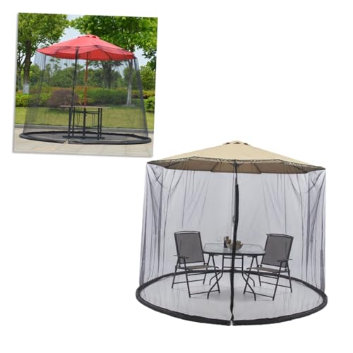 DECOMELODY Patio Sonnenschirm mit Moskitonetz Faltbarer Insektenschutz Uv-schutz Installieren Atmungsaktives Mesh für Garten Terrasse Outdoor Nutzung Schwarz von DECOMELODY