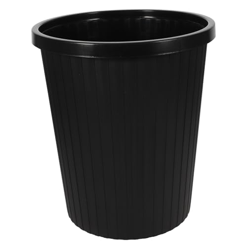 DECOMELODY Plastik Müllbehälter ohne Deckel Rutschfest Kleiner Abfalleimer mit Holzmaserung Büro Haushalt Vielseitig Leichter Abfallorganizer Kompakter Abfallkübel Schwarz von DECOMELODY