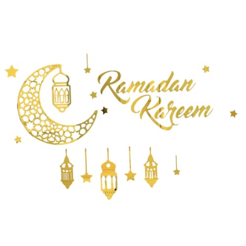 DECOMELODY Ramadan Spiegel Wandaufkleber mit Moon Design Kristallklarer Spiegeleffekt Selbstklebend für Wände Fenster Glatte Oberflächen Dekoration für Eid Mubarak Feier Wohn und von DECOMELODY