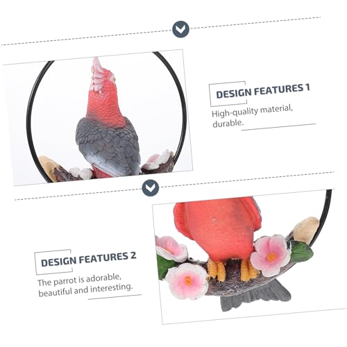 DECOMELODY Realistischer Resin Papagei Dekohänger mit Eisenring Lebensechte Garten Wohnzimmer Wanddekoration Detailreich Verarbeitet Fröhliches Design für Balkon und Wohnraum von DECOMELODY