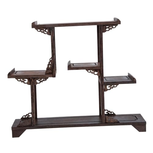 DECOMELODY Retro Holz Display Regal Vintage Curio Stand für Mini Blumentöpfe Antik Skulpturen Dekorationsständer aus Holz von DECOMELODY