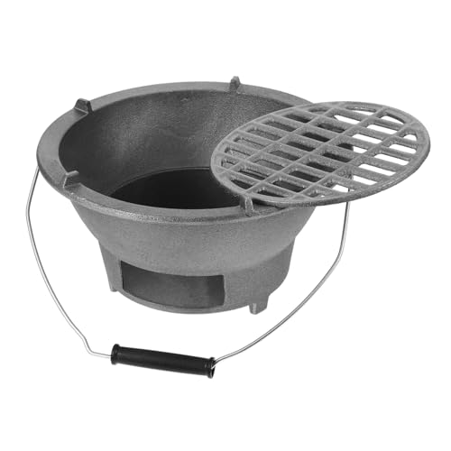 DECOMELODY Robuster Gussgrill Tischgrill Holzkohlegrill Multifunktional Tragbarer Campinggrill Für Balkon Garten Steak Fleisch Grillen Kochen von DECOMELODY