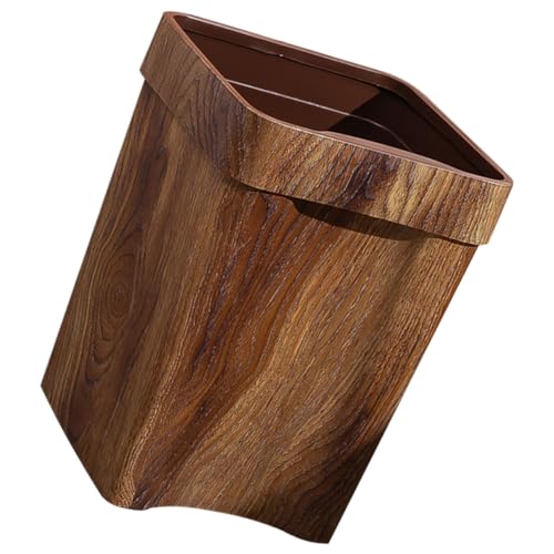 DECOMELODY Robuster Mülleimer mit Imitation Holzmaserung Stabiler Haushalt Abfallbehälter für Büro Küche und Bad Multifunktionaler Papierkorb für Kleine Müllmengen Platzsparend und Stilvoll von DECOMELODY