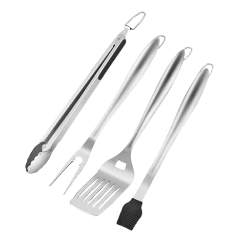 DECOMELODY Robustes Teiliges Edelstahl Grillbesteck mit Hochwertiger Grillzange Multifunktionalem Grillgabel und BBQ Zubehör für Camping Picknick und Outdoor von DECOMELODY