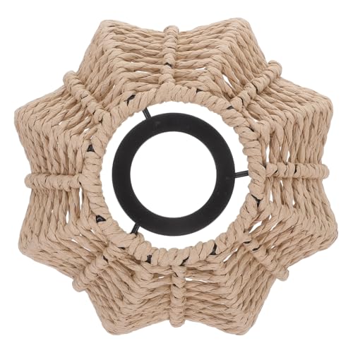 DECOMELODY Rustikaler Boho Lampenschirm aus Handgewebtem Papierseil Kleine Hängelampe mit Weichem Licht Vintage Stil für Wohn Schlafzimmer Vielseitige Dekoration für Hotel Bar und Teestube von DECOMELODY