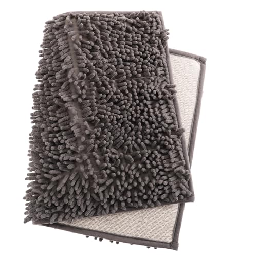 DECOMELODY Rutschfester Chenille Badteppich mit Streifenmuster Saugfähige Waschbare Bodenmatte für Badezimmer Flur und Wohnräume Rutsch Funktion Strapazierfähig Dunkelgrau DECOMELODY Rutschfester Chenille Badteppich mit Streifenmuster Saugfähige Waschbare Bodenmatte für Badezimmer Flur und Wohnräume Rutsch Funktion Strapazierfähig Dunkelgrau von DECOMELODY