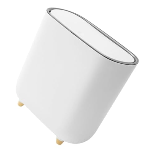 DECOMELODY Schmaler Kunststoff Abfalleimer mit Druckdeckel Langlebiger Mülleimer für Bad Küche Wohnzimmer Vielseitiger Haushalts Müllbehälter Einfache Reinigung Platzsparendes Design von DECOMELODY