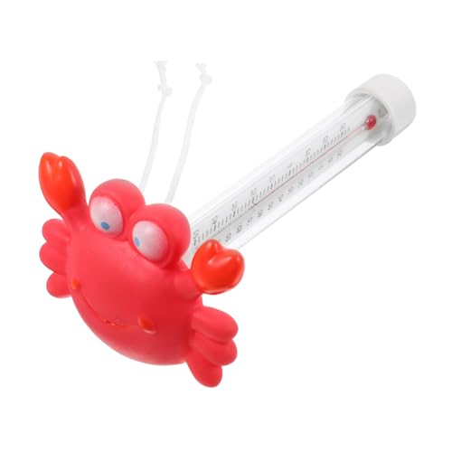 DECOMELODY Schwimmendes Poolthermometer mit Großer Anzeige Roter Krabbe Wasserdichtes Spa und Teich Thermometer für Badewanne und Einfach Ablesbar Schnurgebunden Vielseitiges Wassertemperatur von DECOMELODY