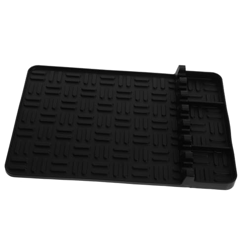 DECOMELODY Silikon Grillwerkzeug Matte mit Fächern Grill Seitentisch Organizer rutschfest Hitzebeständig Langlebig Grillzubehör für Gasgrill und Outdoor BBQ Schwarz von DECOMELODY