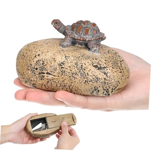 DECOMELODY Stein Schlüsselbox aus Robustem mit Realistischem Frosch und Stein Design Diskretes Schlüsselversteck für Garten und Außenbereich Wetterfestes mit Geheimem Fach von DECOMELODY