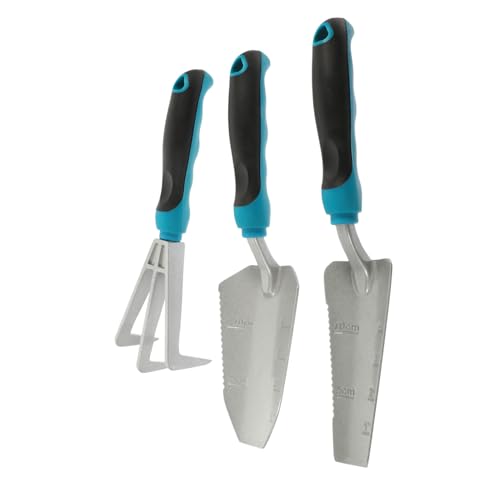 DECOMELODY Teiliges Gartenwerkzeug Metall mit Handkelle Gartenharke Schaufel Ergonomisch Gestaltet für Unkrautjäten Bodenlockern und Pflanzenpflege für Bonsai und Topfpflanzen von DECOMELODY