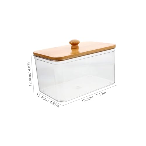 DECOMELODY Transparente Aufbewahrungsbox mit Bambusdeckel Luftdichter Waschmittelspender für Waschpulver und Waschperlen Moderner Wäschepod Halter Praktischer Organizer für Waschraum von DECOMELODY