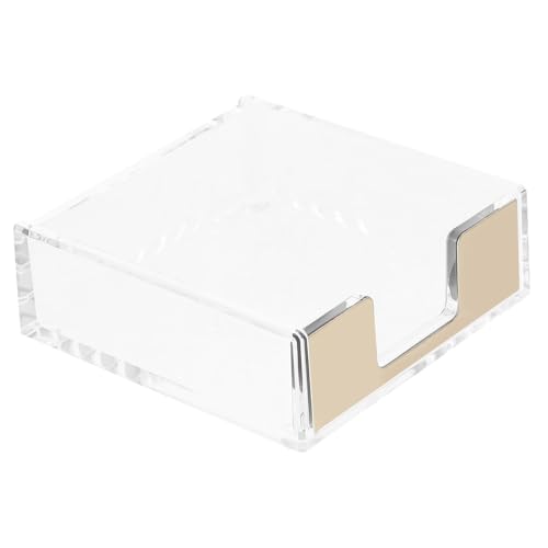DECOMELODY Transparenter Memo Pad Halter aus und Edelstahl Kompakter Bürobedarf Organizer für Notizblock Papierklammer und Visitenkarten Multifunktionale Aufbewahrung für Schreibtisch von DECOMELODY
