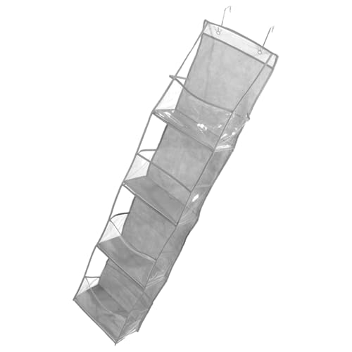 DECOMELODY Türhänger Aufbewahrungstasche ohne Bohren Organizer für Schuhe Taschen Vielseitig für Schlafzimmer Küche Platzsparend Graues Mehrschicht Design Einfache Montage über Tür Hängend von DECOMELODY