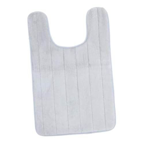 DECOMELODY U Förmige Wc Matte aus Weichem Korallenfleece mit Memory Schaum Rutschfester Saugfähiger Toilettenfußschutz Graue Badematte für Sicheres Badezimmer und Komfortables Zuhause von DECOMELODY