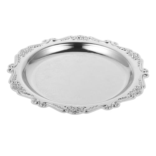 DECOMELODY Vintage Desserttablett aus Servierplatte für Snacks und Schmuck Vielseitiges Tablett für Partys und Zuhause Silberfarbene Snackschale von DECOMELODY