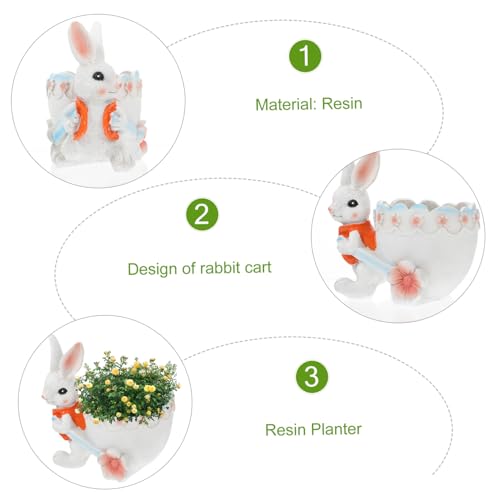 DECOMELODY Vivid Resin Blumentopf mit Kreativem Kaninchen Design Kleiner Dekorativer Pflanzgefäß für Sukkulenten Bonsai und Zimmerpflanzen Langlebiger Pflanztopf für Garten Balkon und von DECOMELODY