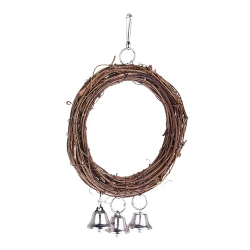 DECOMELODY Vogelschaukel aus Rattan mit Metallverschluss Glöckchen Stabiler Kletterring für Papageien und Wellensittiche Vogelspielzeug für Käfig und Vogelspielplatz Zufällige Farbe DECOMELODY Vogelschaukel aus Rattan mit Metallverschluss Glöckchen Stabiler Kletterring für Papageien und Wellensittiche Vogelspielzeug für Käfig und Vogelspielplatz Zufällige Farbe von DECOMELODY