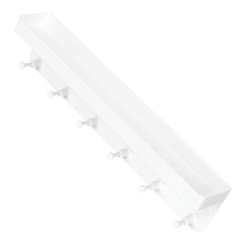 DECOMELODY Wandmontierter Schlüsselhalter aus Edelstahl mit Ablage und Haken Klebefrei Platzsparend Multifunktional für Schlüssel Post und Mäntel für Büro und Zuhause Weiß von DECOMELODY