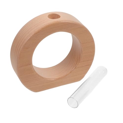 DECOMELODY Wasserpflanzen Vase mit Holzständer Transparenter Pflanzhalter für Hydrokultur Terrarium Dekoration für Büro und Zuhause Schreibtisch Pflanzgefäß für Innenbereich von DECOMELODY