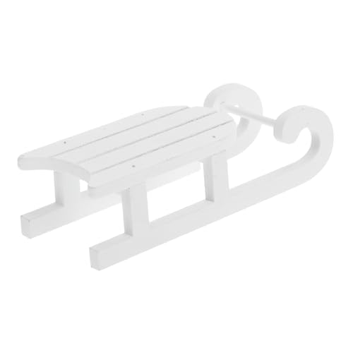 DECOMELODY Weihnachtsschlitten Deko Holzornament Weißer Miniatur Schlitten Tischdeko Weihnachtsdekoration für Desktop Fenster Weihnachtsfest von DECOMELODY