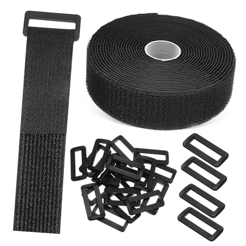 DECOMELODY Wiederverwendbare Selbstklebende Klettband Kabelbinder Breit mit Kunststoffschnallen Flexibel Verstellbar für Kabelmanagement Büro Haushalt Garage von DECOMELODY