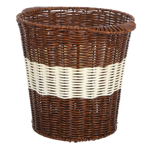DECOMELODY Woven Trash Bin Imitation Rattan Hand Woven Waste Paper Basket Ventilated Design For Office Reception Conference Rooms Breathable Garbage Can DECOMELODY Woven Trash Bin Imitation Rattan Hand Woven Waste Paper Basket Ventilated Design For Office Reception Conference Rooms Breathable Garbage Can von DECOMELODY