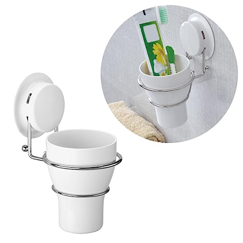 DECOMELODY Zahnbürstenhalter Mit Saugnapf Kunststoff Gurgelbecherhalter Wandmontage Für Männer Badzubehör Mit Becher Und Zahnpastahalter Hygienisch Und Platzsparend DECOMELODY Zahnbürstenhalter Mit Saugnapf Kunststoff Gurgelbecherhalter Wandmontage Für Männer Badzubehör Mit Becher Und Zahnpastahalter Hygienisch Und Platzsparend von DECOMELODY