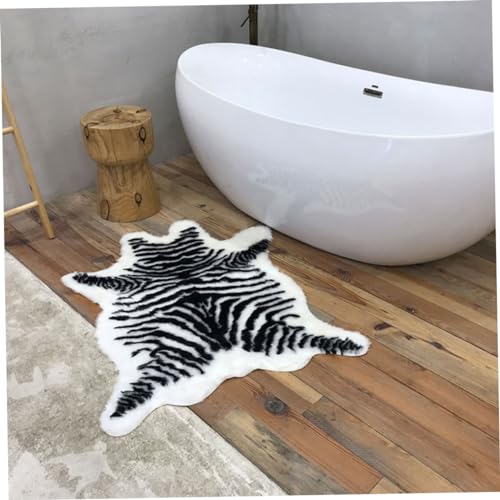DECOMELODY Zebra Print Teppich Rutschfester Kunstfell Bodenteppich Wohnzimmer Schlafzimmer Dekorative Matte Leichte Komfortable Fußmatte zur Druckentlastung und Stilvollen Wohnraumgestaltung von DECOMELODY