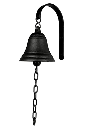 DECONOOR Vintage Gusseisen Dinner Bell als Eingangstür Glocke, Außendekor oder Innendekoration Wandmontierte antike Dekorglocke, schwarz von DECONOOR