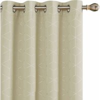 Deconovo - Verdunkelungsvorhänge Thermovorhänge Blickdichte Gardinen, 2er Set,132x114 cm(BreitexHöhe), Hellbeige - Hellbeige von DECONOVO