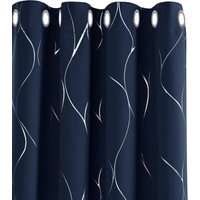 Deconovo - Gardinen Blickdicht Vorhang mit Ösen, 2er Set,132x214 cm, Dunkelblau - Dunkelblau von DECONOVO