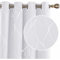 Gardinen Blickdicht Vorhang mit Ösen, 2er Set,132x214 cm, Grau Weiß - Grau Weiß - Deconovo von DECONOVO