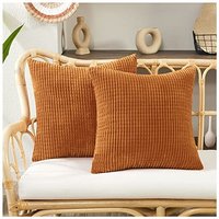 Kissenbezug Kordsamt Kissenbezüge Zierkissenbezug Dekorative Kissenhüllen Weich für Sofa Couch Wohnzimmer Schlafzimmer, 2er Set, 45x45 cm, Orange von DECONOVO