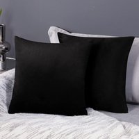 Deconovo Samt Kissenbezüge Sofa Kissenbezug Zierkissenbezüge, 2er Set,60x60 cm, Schwarz - Schwarz von DECONOVO