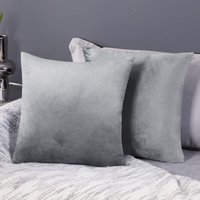 Deconovo - Samt Kissenbezüge Sofa Kissenbezug Zierkissenbezüge, 2er Set,50x50 cm, Grau - Grau von DECONOVO