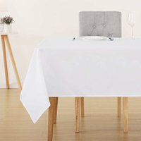 Deconovo Tischdecke Wasserabweisend Tischwäsche Tischtücher, 1 Stück,130x280 cm, Weiß - Weiß von DECONOVO