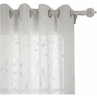Transparent Gardinen Voile Vorhang, 2er Set,132x160 cm(BreitexHöhe), Creme - Creme - Deconovo von DECONOVO