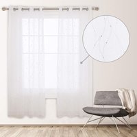 Transparent Gardinen Voile Vorhang, 2er Set,135x240 cm(BreitexHöhe), Weiß Silberne - Weiß Silberne - Deconovo von DECONOVO