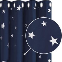 Deconovo - Blickdicht Vorhang Verdunkelungsvorhang Sterne, 2er Set,140x245 cm(BreitexHöhe), Dunkelblau - Dunkelblau von DECONOVO
