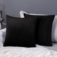 Deconovo - Samt Kissenbezüge Sofa Kissenbezug Zierkissenbezüge, 2er Set,40x40 cm, Schwarz - Schwarz von DECONOVO