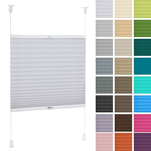 DECOOR Plissee ohne Bohren 100cm x 120cm Faltrollo Rollo für Fenster und Tür Nicht-invasive Fensterjalousien guter Sichtschutz und Sonnenschutz Breite der Überlappung 2 cm Weiß von DECOOR